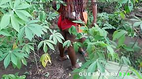 Village Blonde BBW Fucks Big Black Cock In Bushy Garage Outdoor