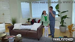 amenna green begs stepdad for monster cock blowjob even risking wife catching them