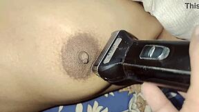 Stepbrother shaves stepsister's long hairless pussy and tight body bare