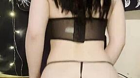 Goth petite teen shakes fat ass in lingerie