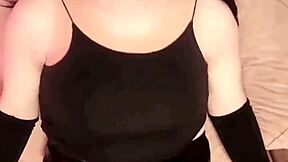 goth shemale ladyboy sways huge white booty in leather skirt crossdressing tease