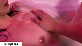 Curvy babe bubbles her bath ass before thick cock unloads in mouth.