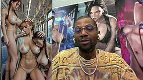 Mei big breast transgirl gets cock sucked on train