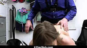 Shoplifting Teen Begs for Guard's Hard Punishment Ride