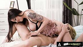 Busty stepmom Aaliyah Love licks and scissors good girl Maddy May's pussy