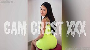 small asian goddess takes raw muscular pounding face fuck cum on natural tits