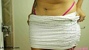 Sexy Brunette Model Strips Takes Steamy Shower Interview