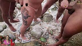 Married woman fucks strangers on Abrico beach rocks.