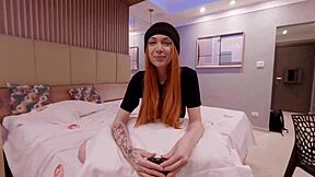 hey check out this delicate pink redhead starting as porn model free backstage scene with tura