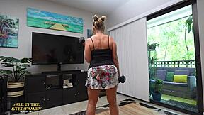 kymber leigh keeps workout going with stepson till he cums on her tits aitsf250726