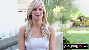 Audrey Allen Strips Teasing Her Petite Shaved Curves
