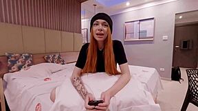 hey check out this delicate pink redhead starting as porn model free backstage scene with tura