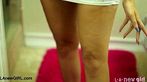 Sexy Brunette Model Strips Takes Steamy Shower Interview