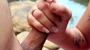 Petite Latina Hiker Teases Stranger Before Wild Outdoor River Fuck in Miniskirt