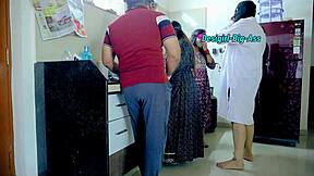 COUPLES BEND OVER for DOGGYSTYLE FUCKING and PUSSY LICKING in HOT KITCHEN 4SOME