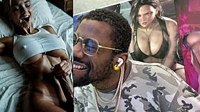 fox mask slut teasin' hard cock... big tits asian gets tight pussy pounded then blonde whore cum covered