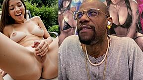Tiny Transgender Cock Girl Cums All Over Her Bald Pussy