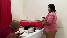 bbw teen with braces flashes her pierced fat ass and pussy for titio till he gives her milk