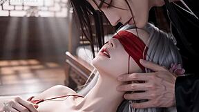 White-haired masked beauty takes monster cocks in AI hentai orgy ep 2!