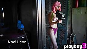 Noel Leon strips petite MILF body with fierce intensity