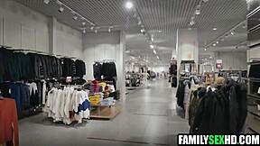 Stepbro's monster cock stretches stepsis Amber Summer in the changing room