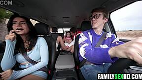 Stepbro's monster cock stretches stepsis Amber Summer in the changing room