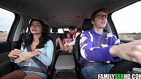 Stepbro's monster cock stretches stepsis Amber Summer in the changing room