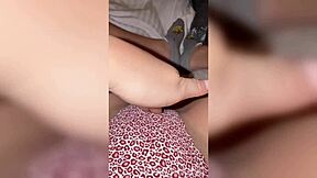 Skinny Latina fingers shaved pussy in super short shorts panties