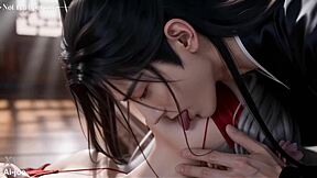 White-haired masked beauty takes monster cocks in AI hentai orgy ep 2!