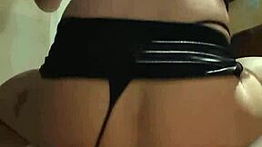 Want her tiny miniskirt thong aside for anal gape training?