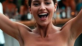 Topless Huge Tits Teen Dances Swaying Boobs Beachside