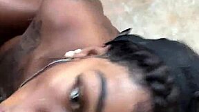 Thick Ebony Slut Slurps BBC Outdoor Facial
