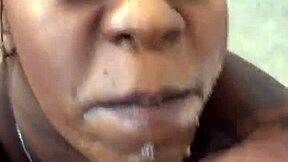 Thick Ebony Slut Slurps BBC Outdoor Facial
