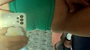 horny stepdaughter masturbates in mirror while stepdad spies on her moans