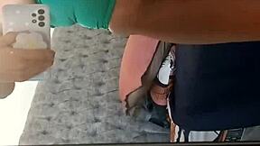 horny stepdaughter masturbates in mirror while stepdad spies on her moans