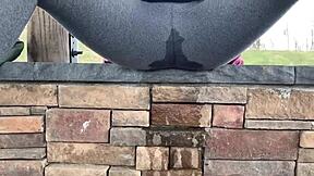 Have you seen this teen girl pee her leggings outdoors solo?