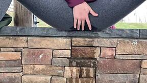 Have you seen this teen girl pee her leggings outdoors solo?