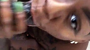 Thick Ebony Slut Slurps BBC Outdoor Facial