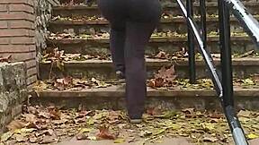 stranger surprises big booty babe fucks her public forest