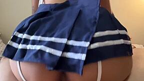 Goth college coed bounces huge tits on dick