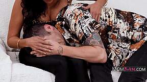 milf comforts teen with breast sucking session