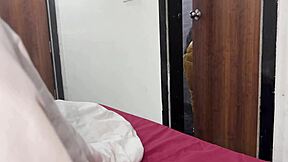 Indian maid cleans hotel, customer pays to fuck her big tits pussy with hindi dirty talk! 💦🏨