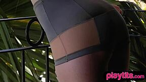 Slender Redhead Milf Strips Lingerie Revealing Perky Small Tits