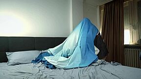 i FUCKED my STEPMOM stuck in duvet till FACE covered in cum