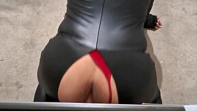 huge ass trans black widow trains anal with dildo