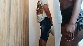 we sneak into public bathroom to worship and fuck her huge ebony ass