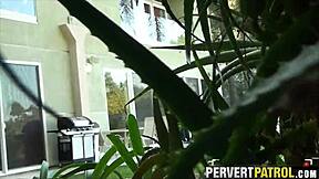 trashy tattoo slut gets spied fucking outdoors publicly