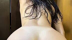 Big ass college girl steps out dripping from steamy shower