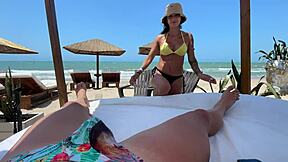 Seduced stepsister at beach before hotel room pounding
