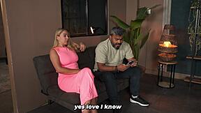 my big-breasted blonde stepmom sneaks fun with stepson while hubby's away!